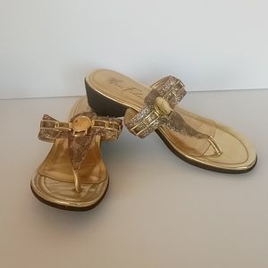 Marc Fisher gold glittery sandles